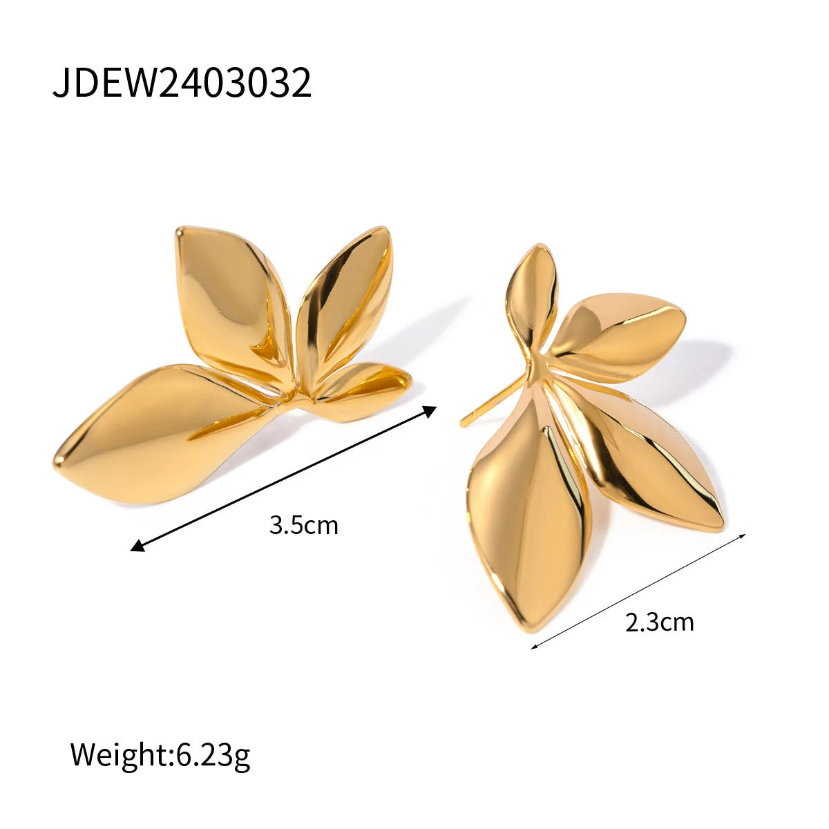 Classic golden floral leaf design earrings