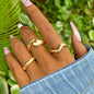 4Pcs/Set Fashion Punk Silver Color Irregular Geometric Rings