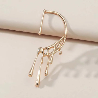 1 pcs metal lava water drop ear clip for women.