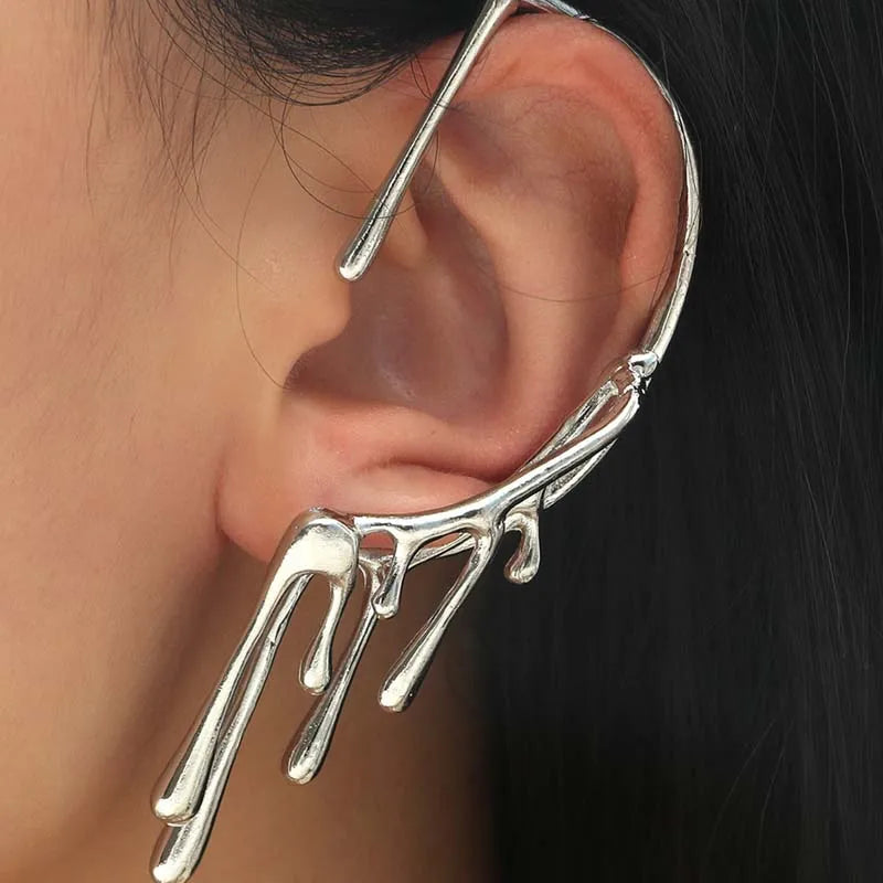 1 pcs metal lava water drop ear clip for women.