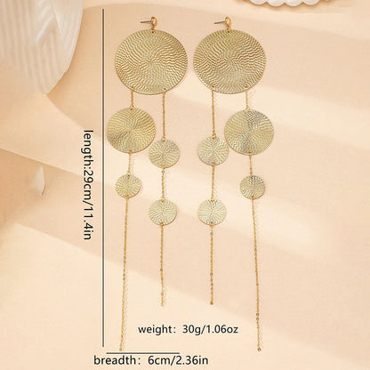 Leopard Print Disc Long Earrings for Women