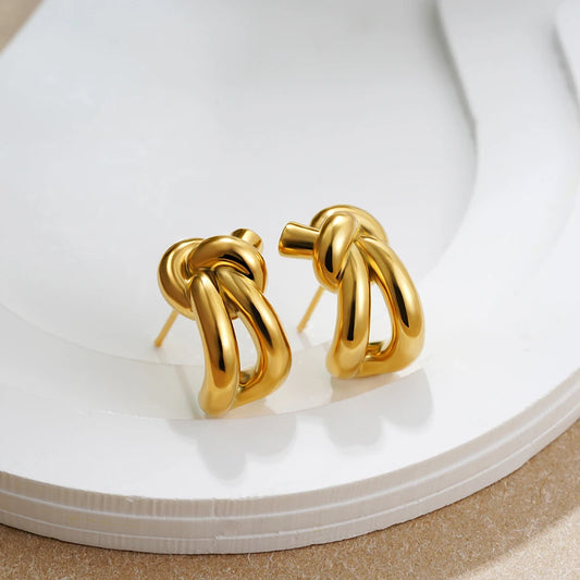 Unique Twist Design Small Stud Earrings for Women