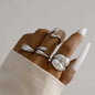 4Pcs/Set Fashion Punk Silver Color Irregular Geometric Rings