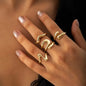 4Pcs/Set Fashion Punk Silver Color Irregular Geometric Rings