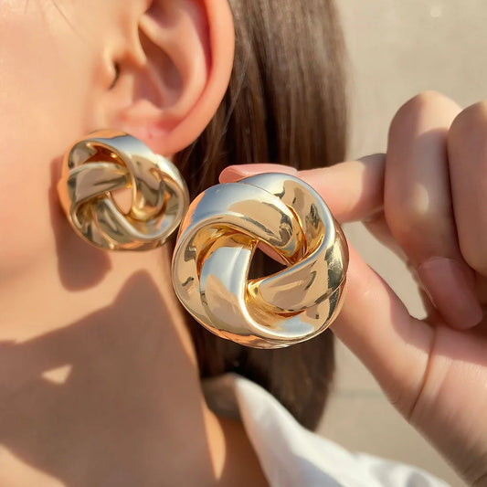 Large Metal Spiral Design Earrings for Women