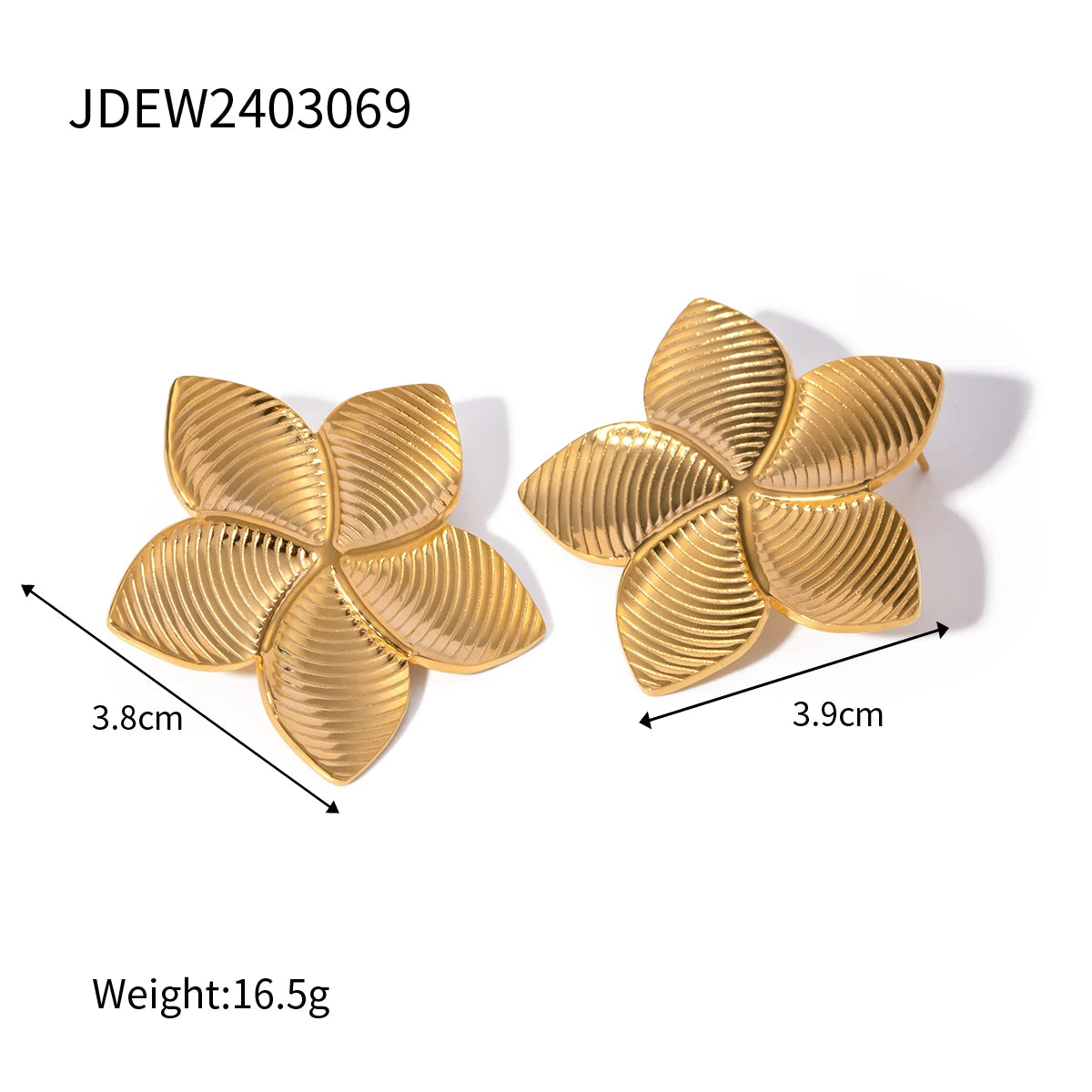 Classic golden floral leaf design earrings