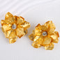 Vintage Large Metal Flower Earrings for Women