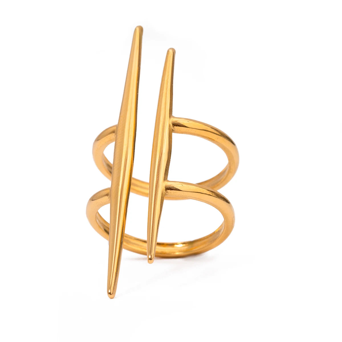 Gold Hollow Parallel Double Line Open Ring for Women