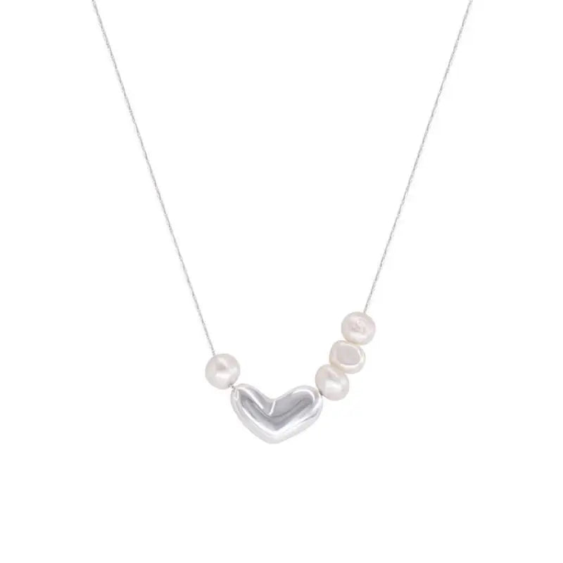 Silver heart-shaped necklace for women