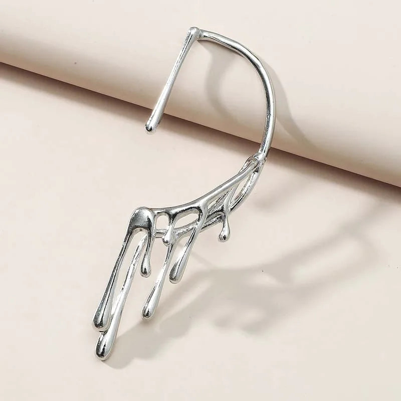 1 pcs metal lava water drop ear clip for women.