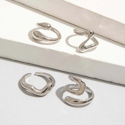 4Pcs/Set Fashion Punk Silver Color Irregular Geometric Rings