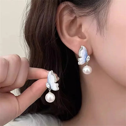 Hollow Mesh Butterfly Stud Earrings for Women Party