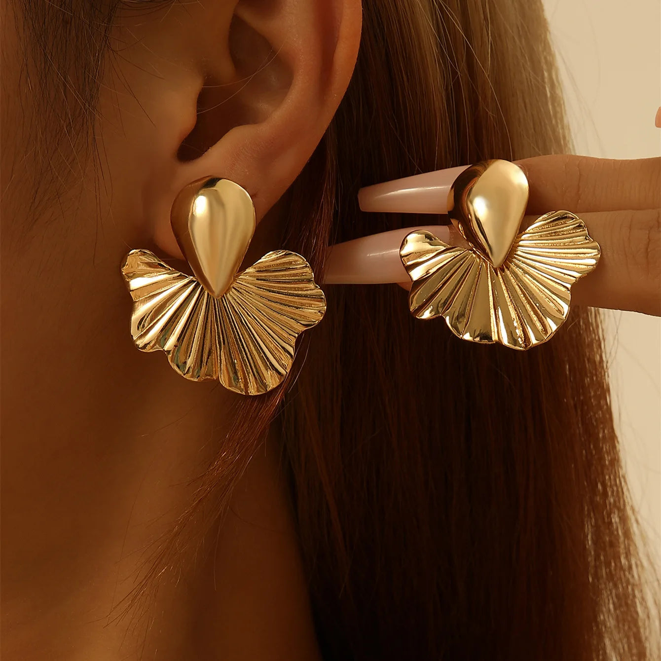 Vintage Punk Style Maple Leaf Stud Earrings for Women