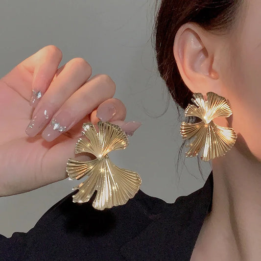 Bohemian Ginkgo Biloba Leaf Shape Earrings for Women Punk Style